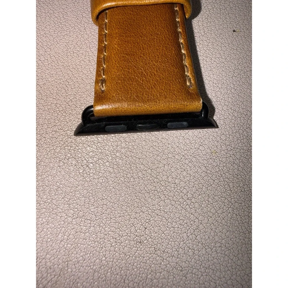 Genuine Leather Apple Watch Band Brown 42mm 44mm 45mm Black‎ Buckle Strap